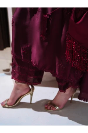 Scarlett Deep Maroon Sheesha Silk (3 Piece)