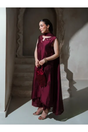 Scarlett Deep Maroon Sheesha Silk (3 Piece)