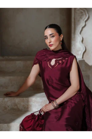 Scarlett Deep Maroon Sheesha Silk (3 Piece)