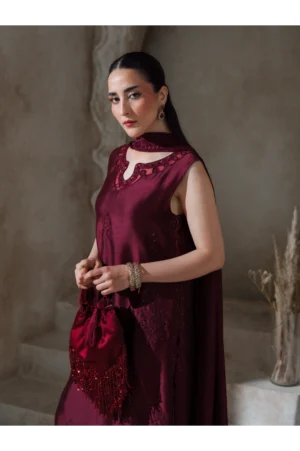 Scarlett Deep Maroon Sheesha Silk (3 Piece)