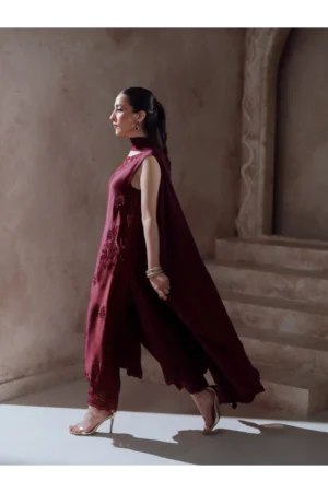 Scarlett Deep Maroon Sheesha Silk (3 Piece)