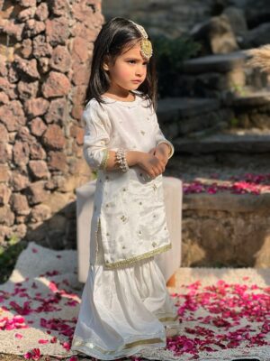 White Raw silk Gharara Set