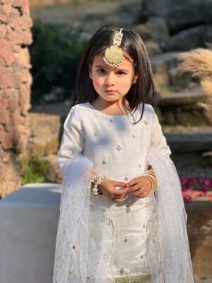 White Raw silk Gharara Set