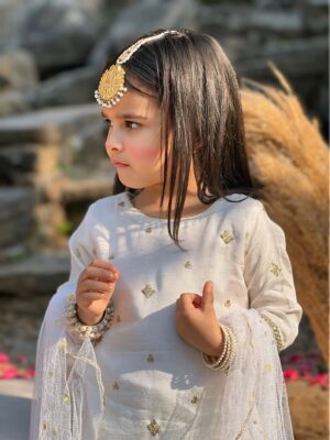 White Raw silk Gharara Set