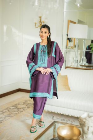 Plum Geometric Silk Set