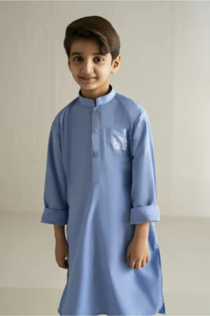 Chambray Elephant Print Kurta Set
