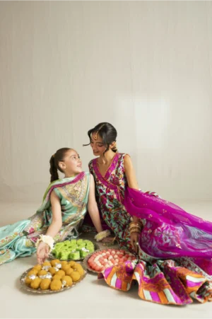 Ferozi Block Angrakha & Gharara Set - Rtd