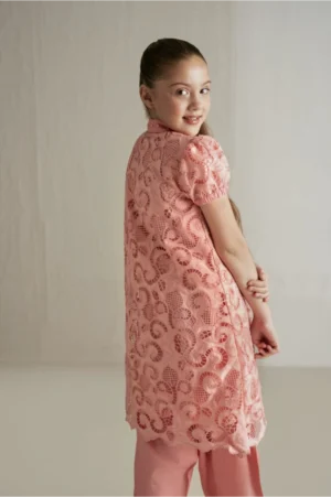 Tea Pink Chikankari Puff Suit