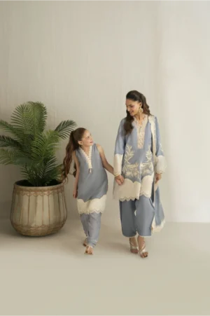 Sky Mist Embroidered Suit