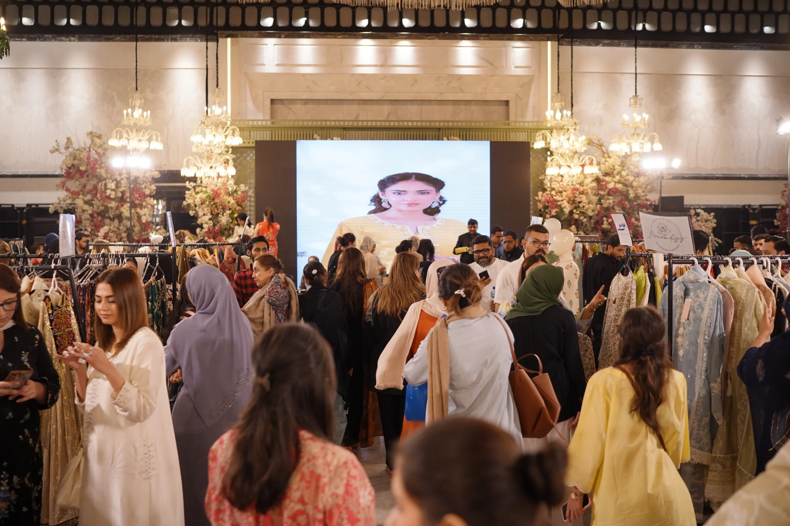 Crowd inside the spacious shopping marquee