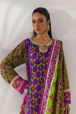 Chartreuse & Magenta Vibrant Printed Drape Set