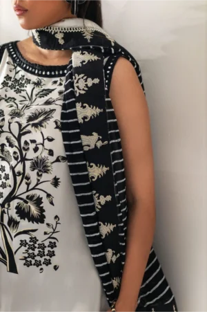 Monochrome Embroidered Tunic with Flared Palazzos