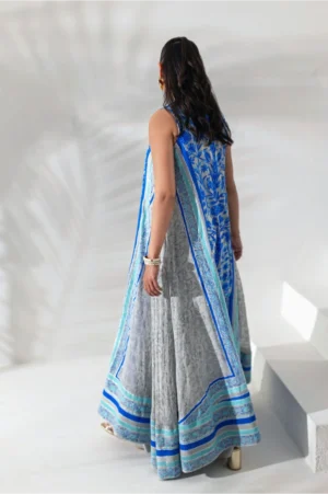 Sapphire Blue & Grey Printed Kaftan