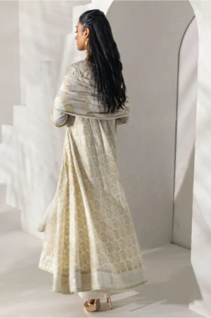 Ivory & Gold Foil-Printed Peshwas Set