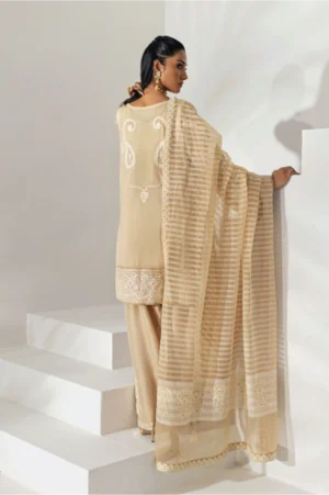 Champagne Embroidered Organza Three-Piece Suit