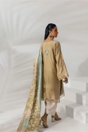 Fawn Tunic with Aqua Embroidered Accents