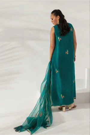 Emerald Green Silk Embroidered Tunic Set