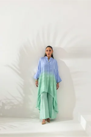 Aqua Ombre High-Low Tunic Co-ord Set