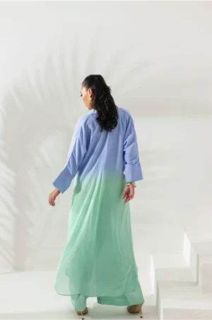 Aqua Ombre High-Low Tunic Co-ord Set