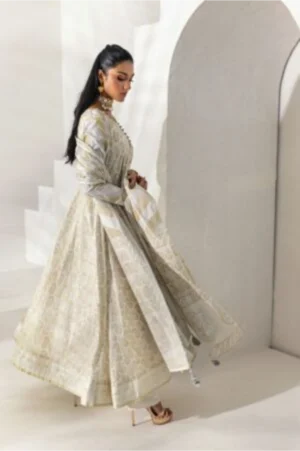 Ivory & Gold Foil-Printed Peshwas Set
