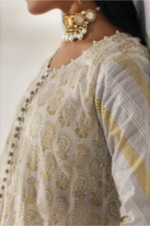Ivory & Gold Foil-Printed Peshwas Set