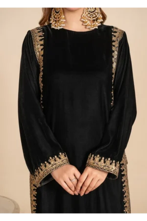 Stillness Black Velvet Dress