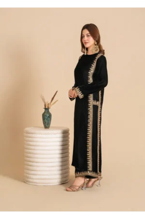 Stillness Black Velvet Dress