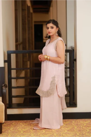 3-Piece Korean Raw Silk Suit – Pink