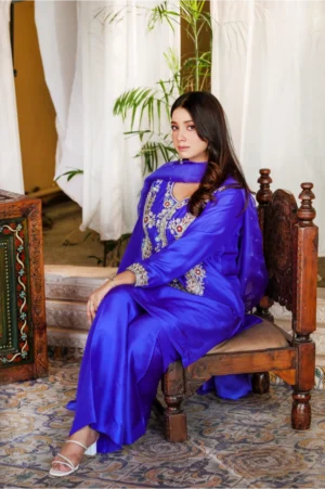 3-Piece 80 Gram Pure Raw Silk (Blue-Short)