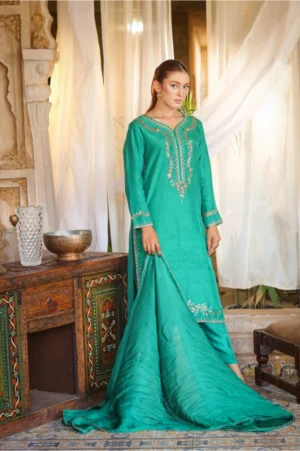 3-Piece Premium Korean Silk Suit (Green)