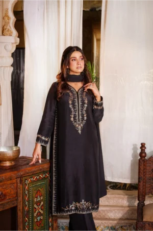 3-Piece Premium Korean Silk Suit (Black)