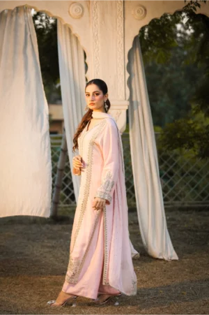 3-Piece Premium Sheesha Silk Suit (Pink)