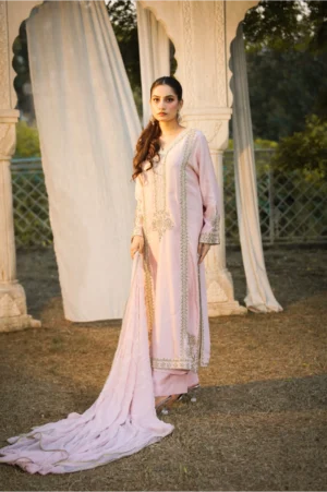 3-Piece Premium Sheesha Silk Suit (Pink)