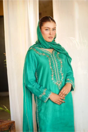 3-Piece Premium Korean Silk Suit (Green)