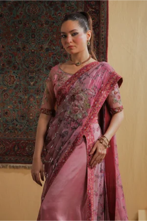 Rosewood Zari Fusion Saree