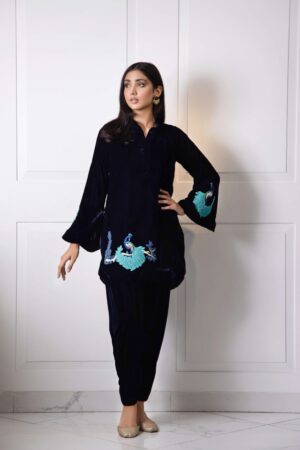 Xyrene Navy Blue Velvet