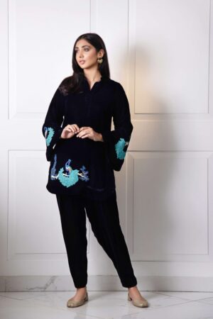 Xyrene Navy Blue Velvet