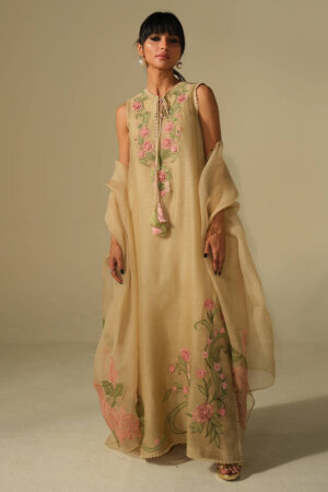 Beige Rose Shirt with Pants