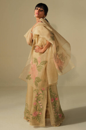 Beige Rose Shirt with Pants