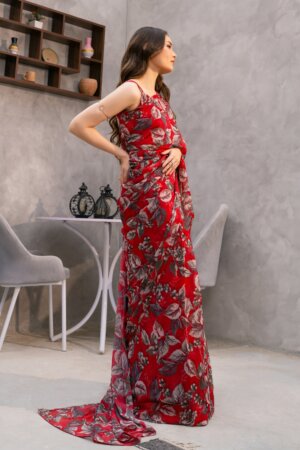 Crimson Bloom Saree