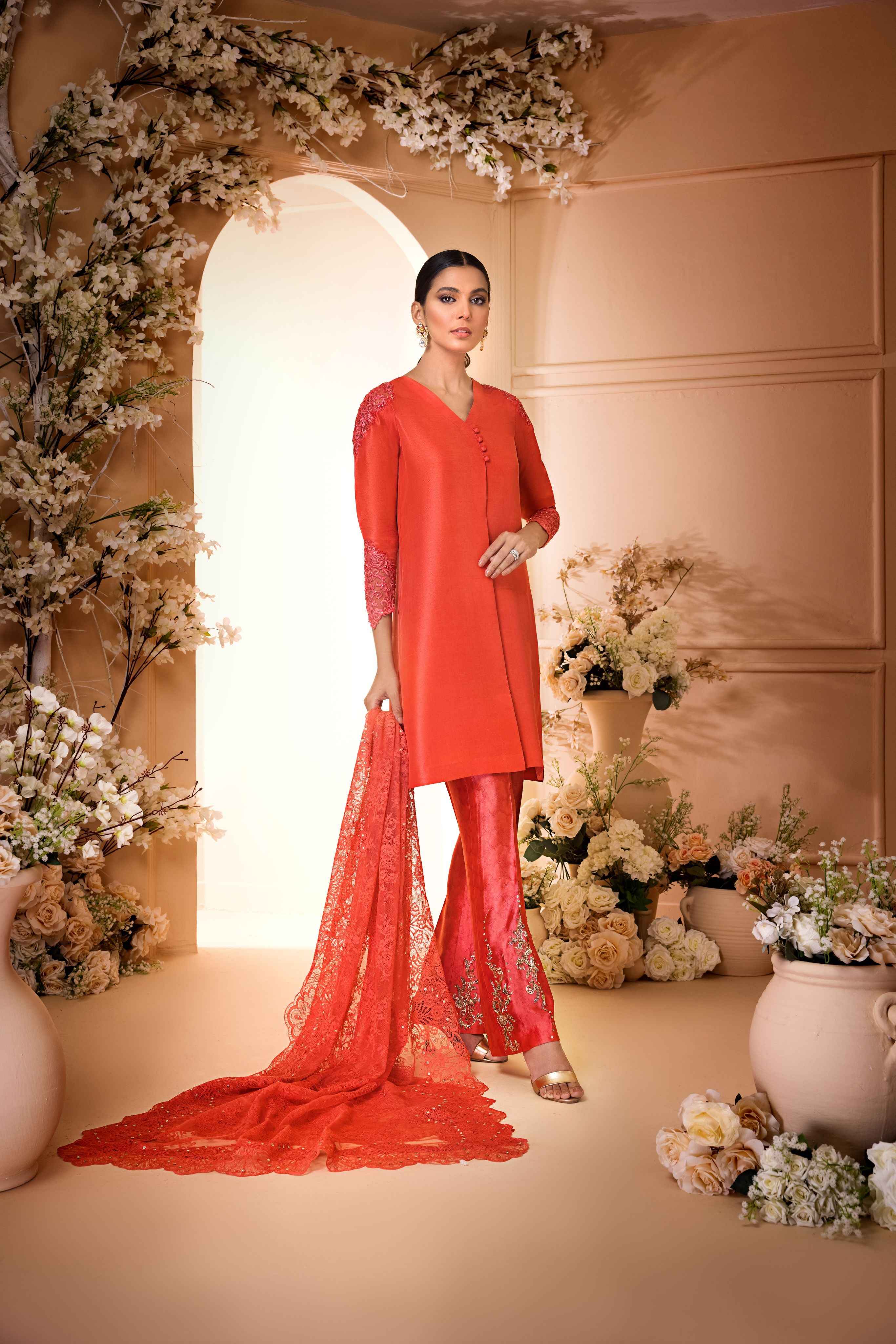 Deep Salmon Rawsilk - Image 4