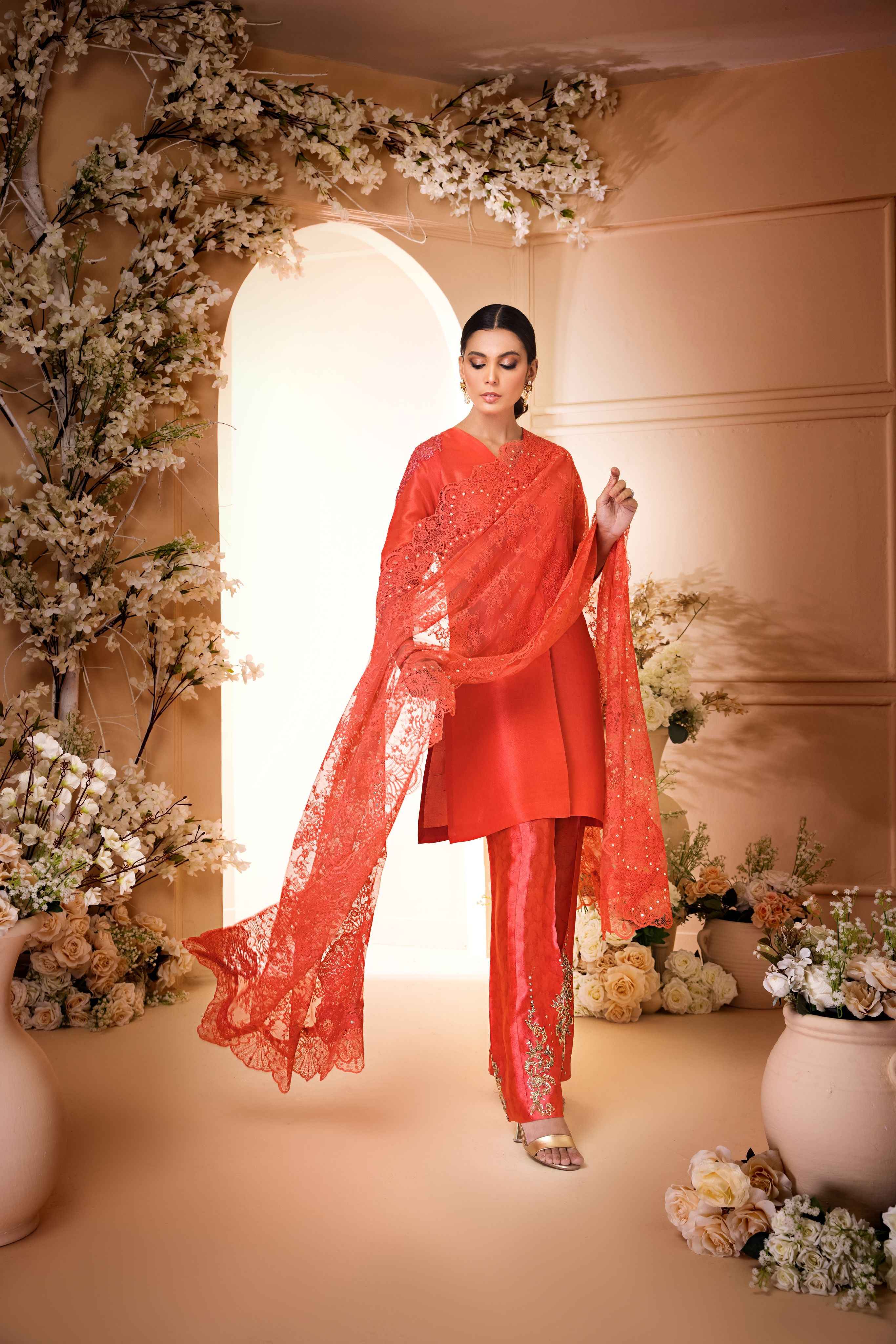 Deep Salmon Rawsilk - Image 5