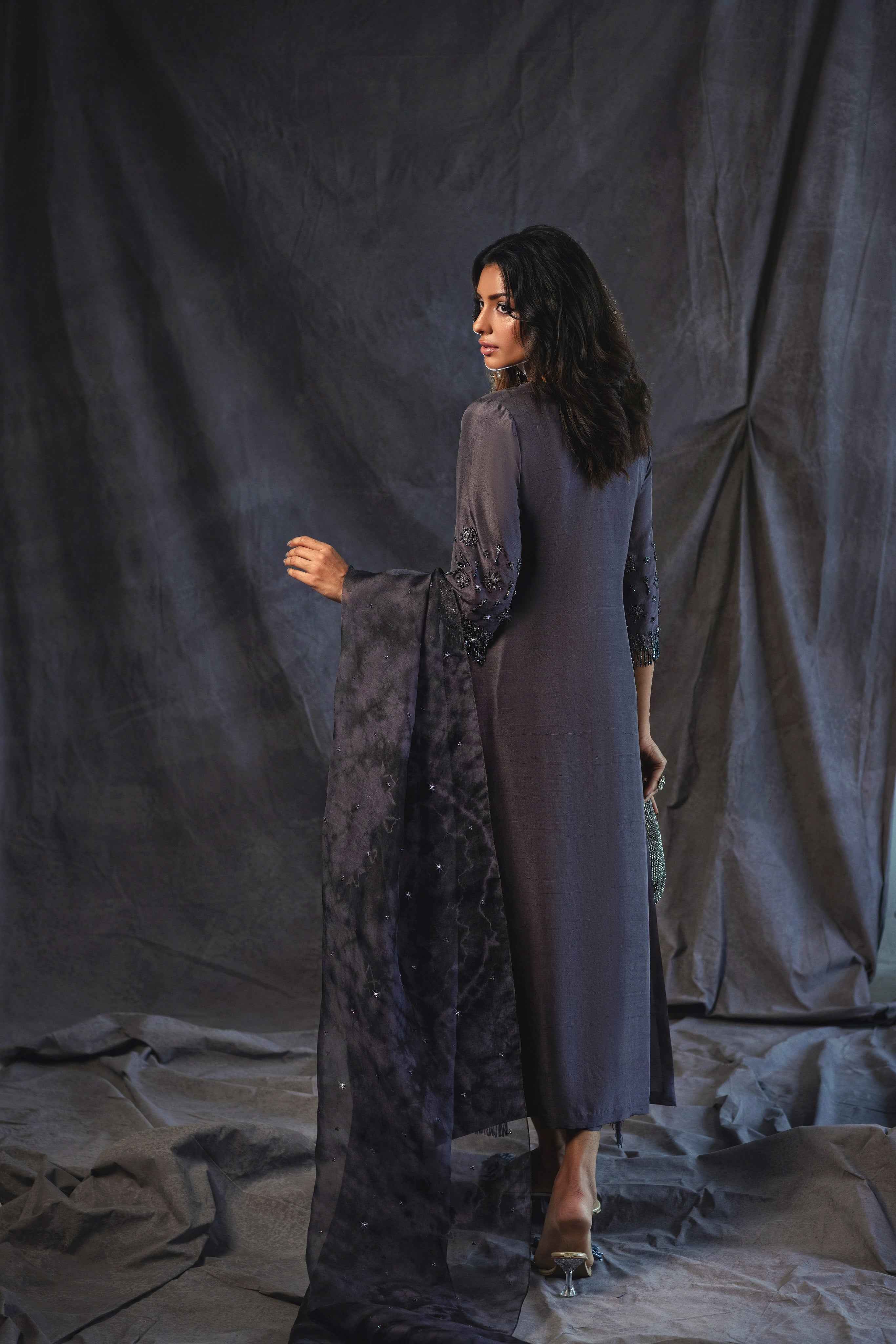Dusky Charcoal Rawsilk - Image 4