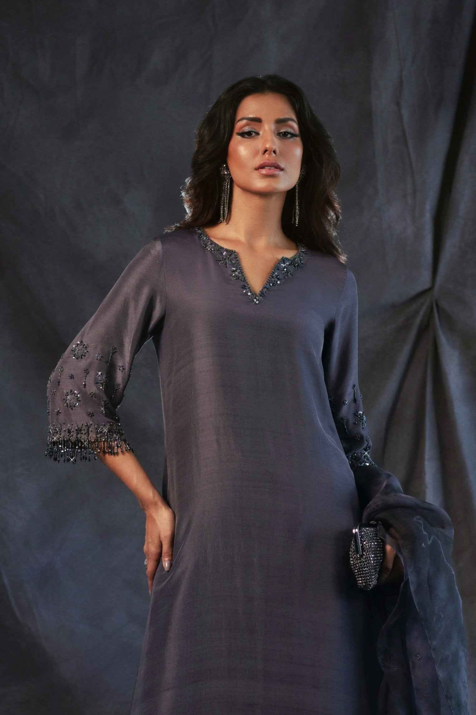 Dusky Charcoal Rawsilk - Image 5