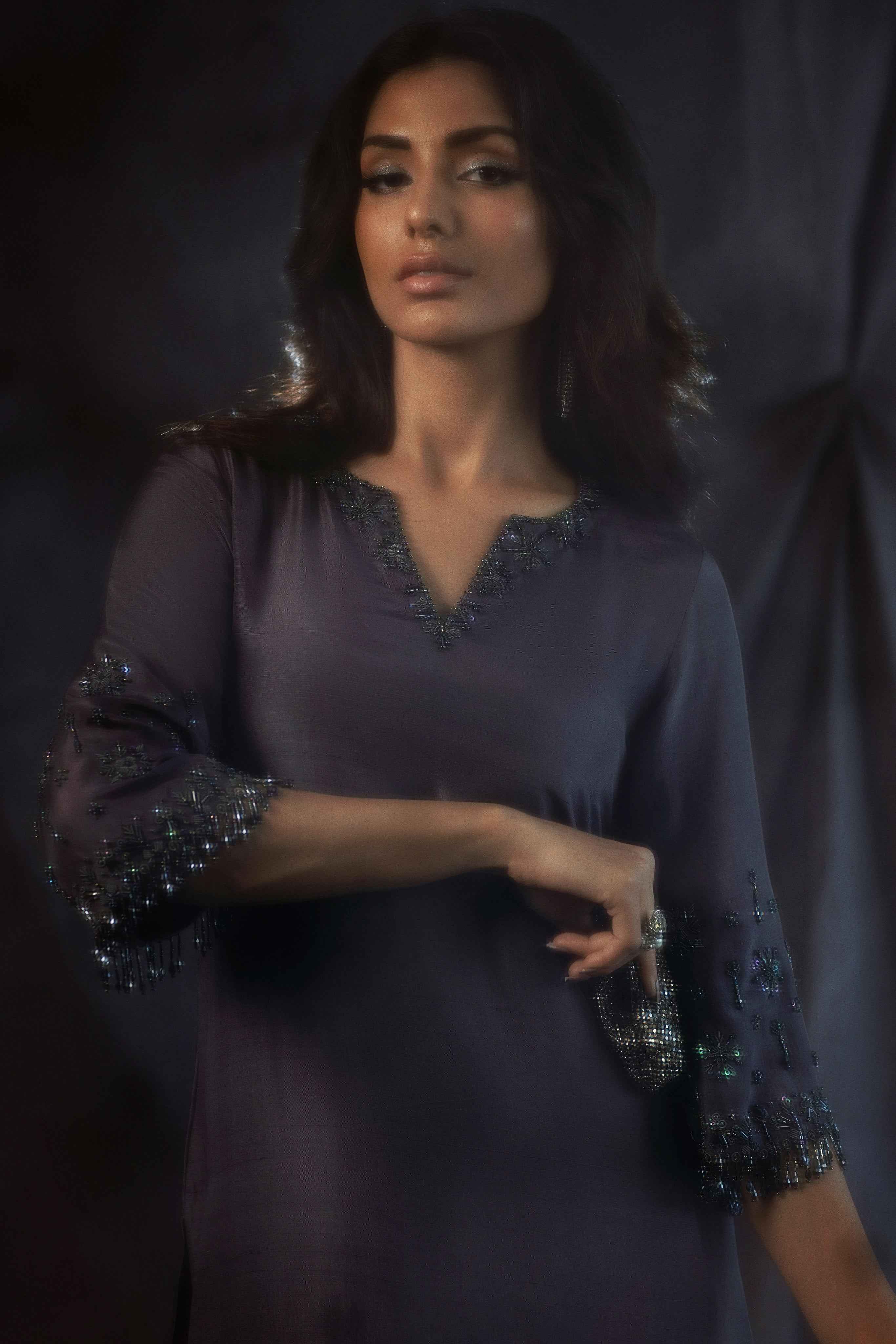 Dusky Charcoal Rawsilk - Image 6