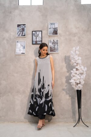 Featherstroke Long Dress