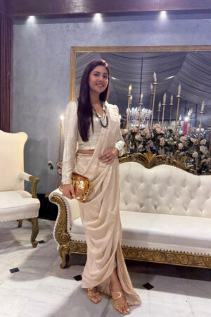 Ivory Aura Saree Drape Set