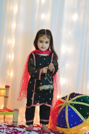 Mom4Little - Black Suit - Silk & Net - 3 Piece
