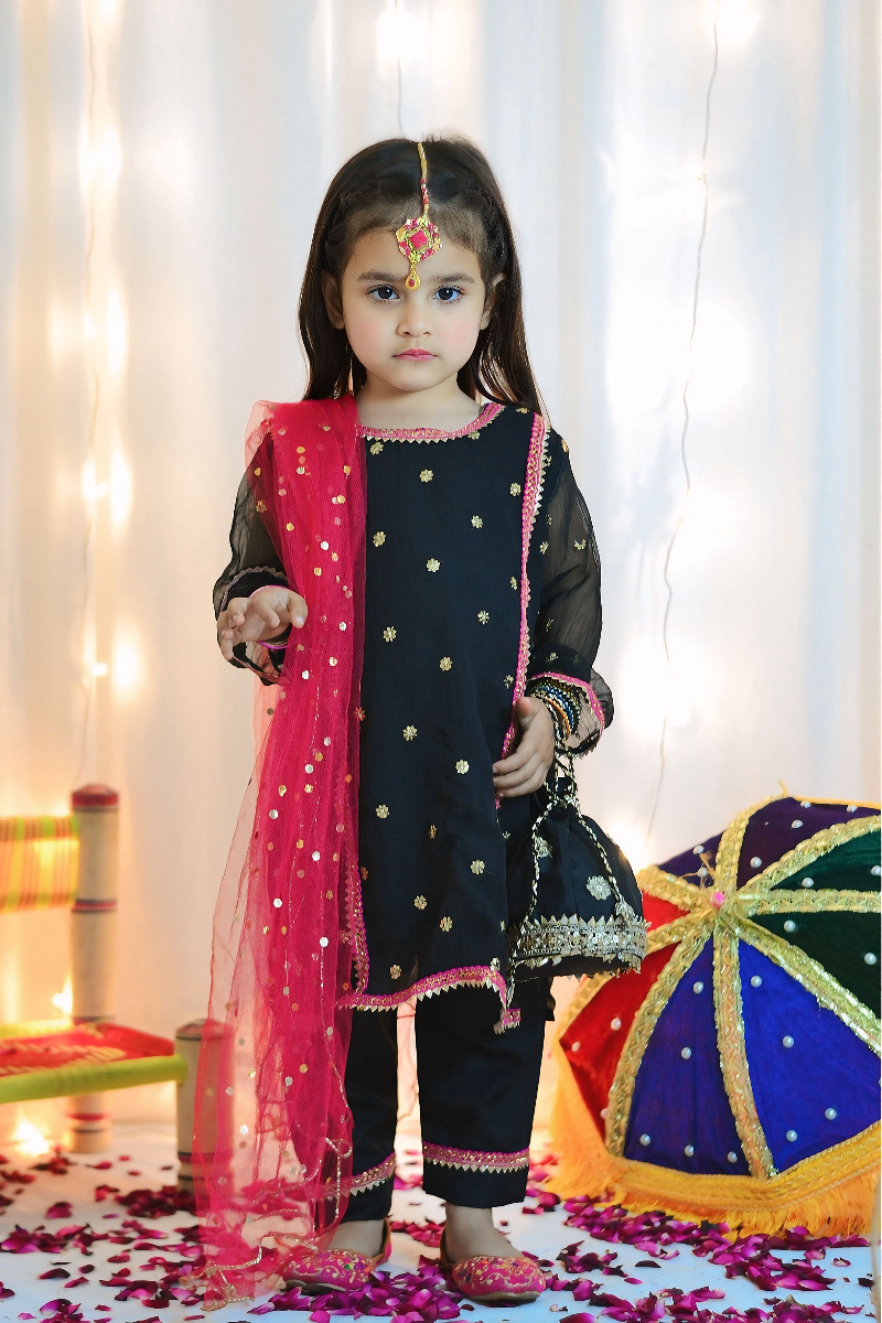 Mom4Little - Black Suit - Silk & Net - 3 Piece - Image 4