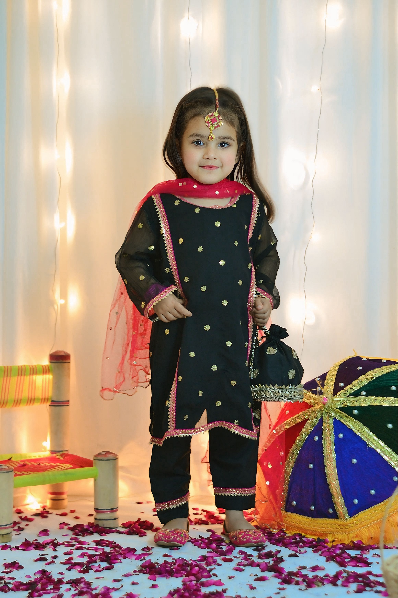 Mom4Little - Black Suit - Silk & Net - 3 Piece - Image 5